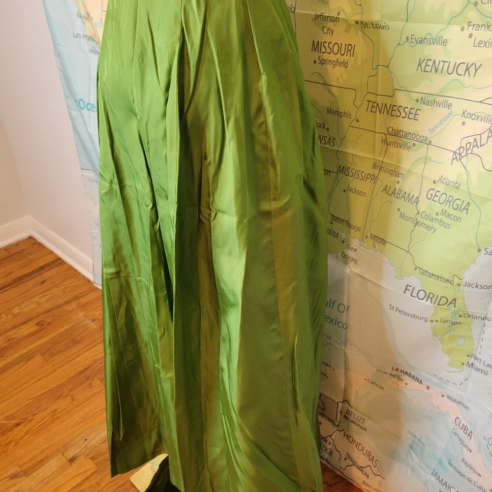 Vintage 1950s Green Evening Gown Womens Formal Full Length Dress - Picture 8 of 16